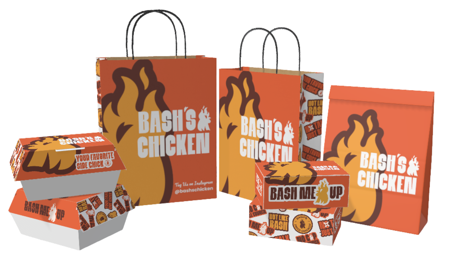 Bash's Chicken custom packaging suite