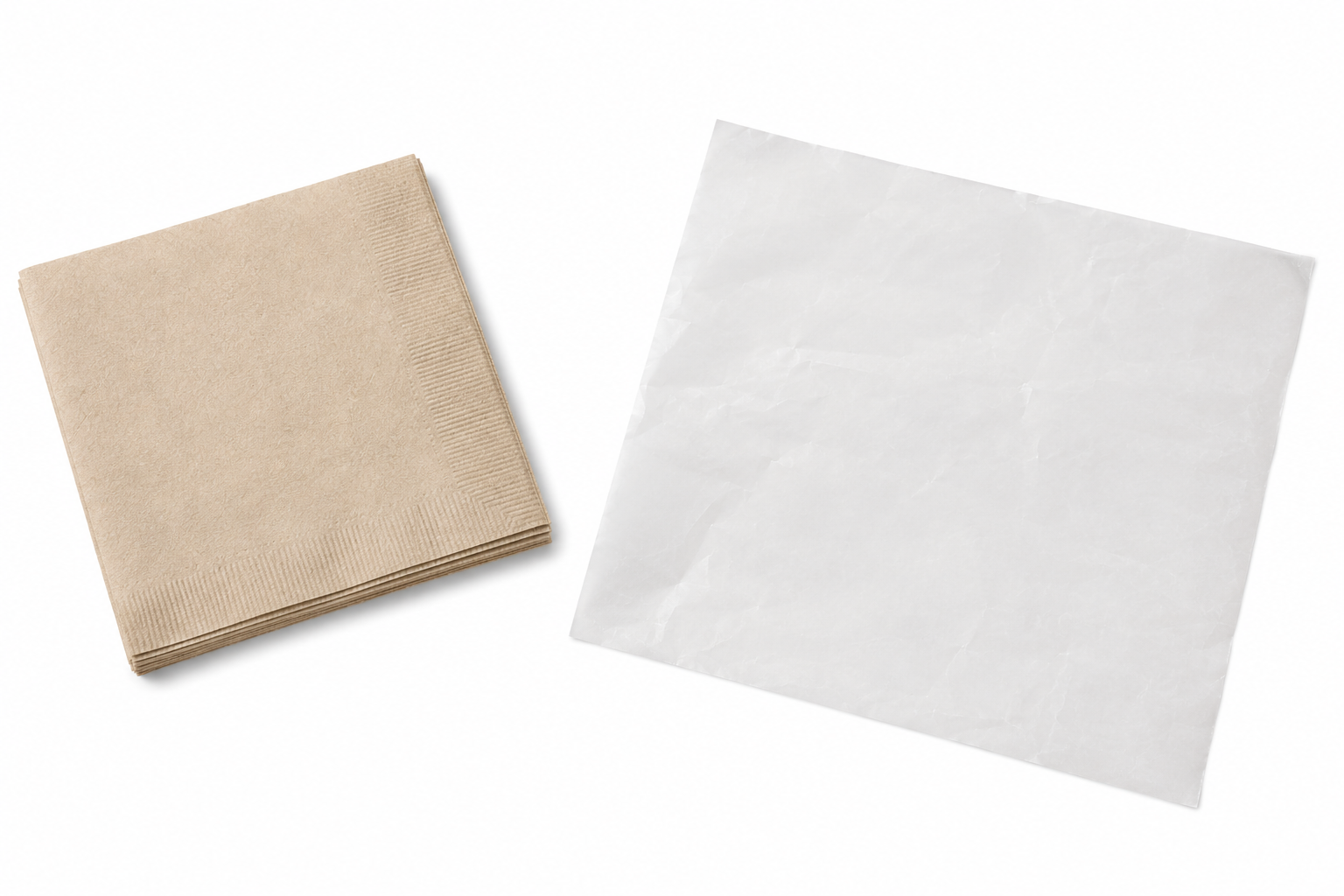 Blank napkin and wax paper sheet before branding
