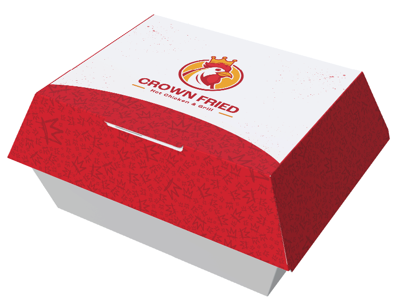 Crown Fried burger clamshell box