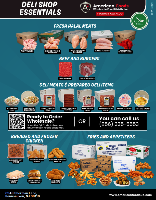 Deli Shop Essentials one page catalog, front