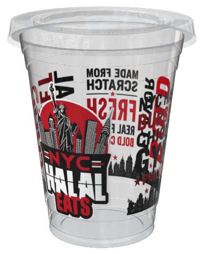 NYC Halal Eats branded plastic cup