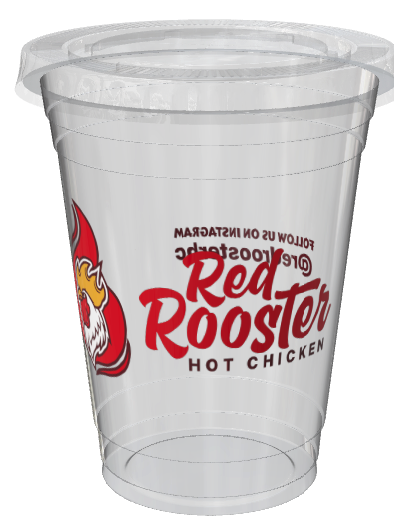 Red Rooster branded plastic cup