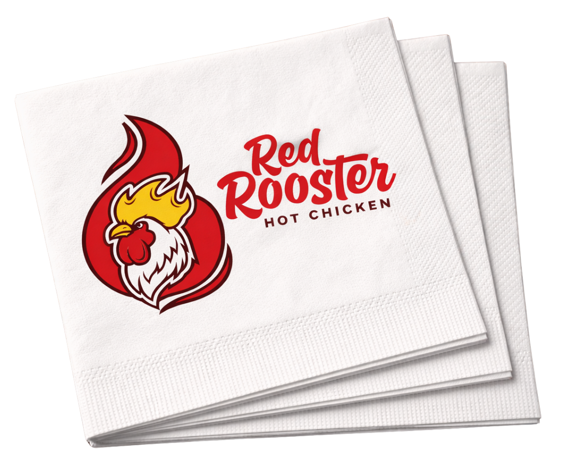 Red Rooster branded napkins