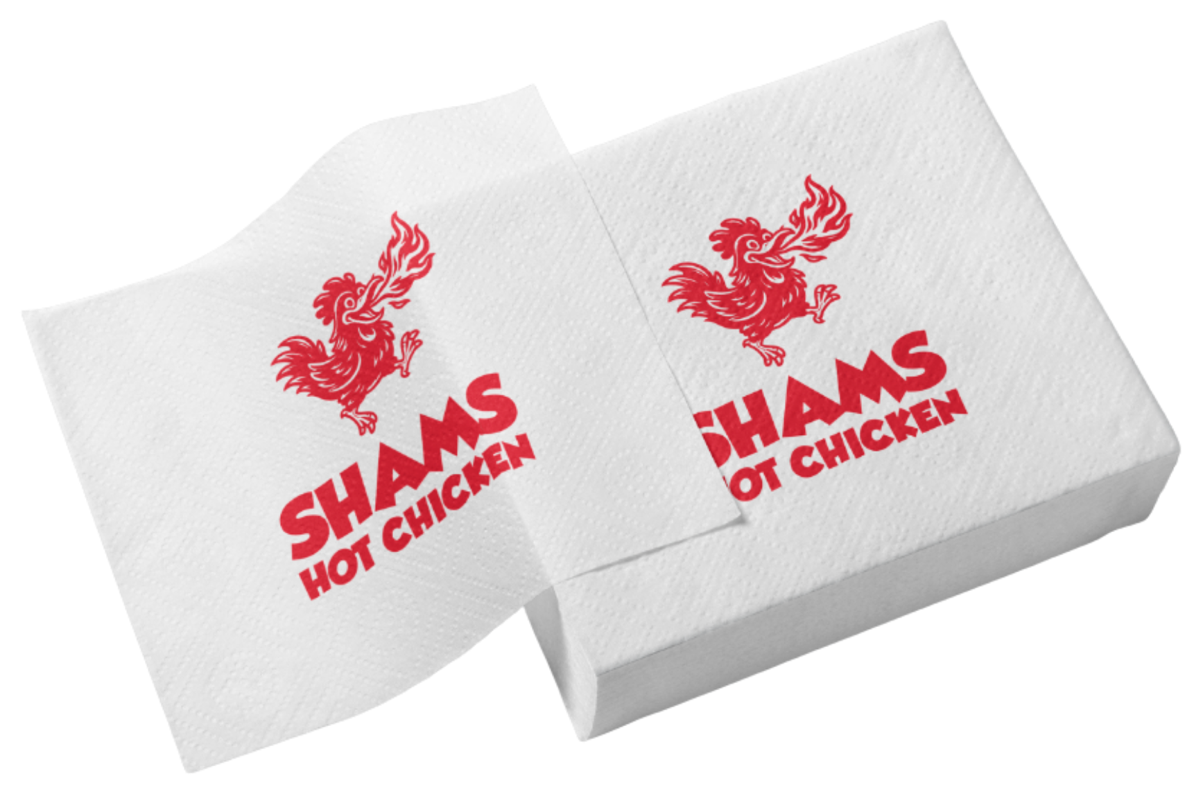 Shams Hot Chicken branded napkins